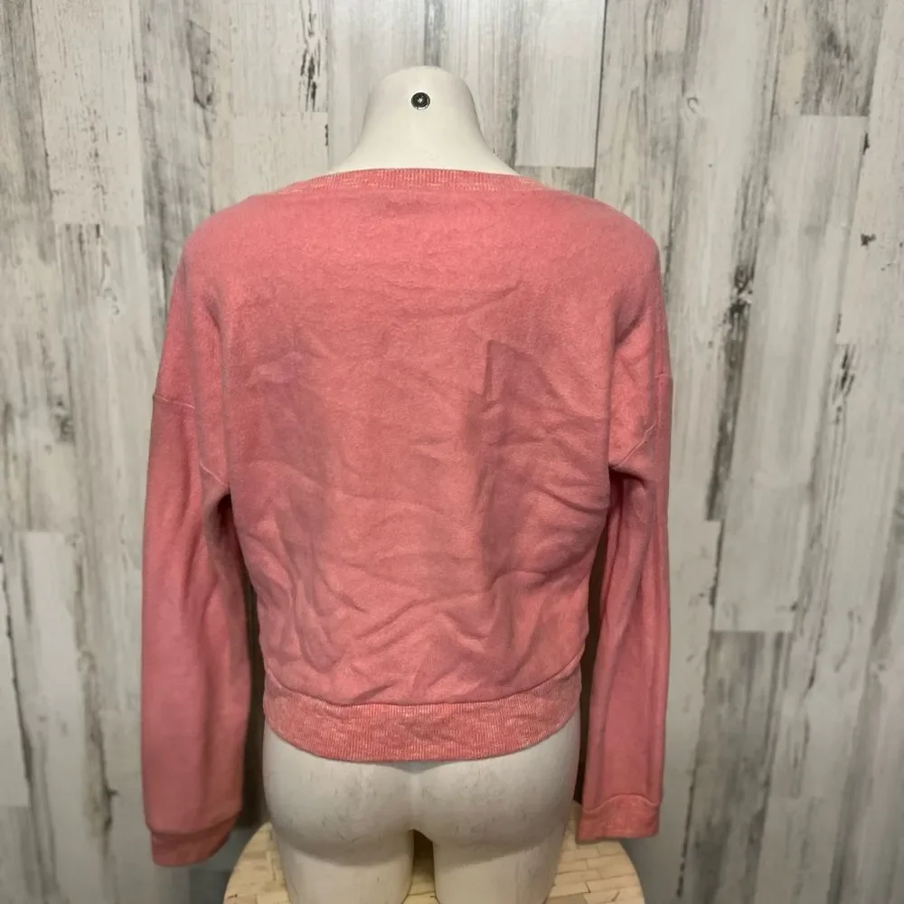 Live Love Dream Scoop Neck Sweatshirt Womens XL Coral Pink Cropped Fleece